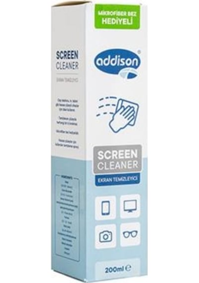 Addison 300870 Ekran Temizleyici Sprey 200 ML + Mikrofiber Bez