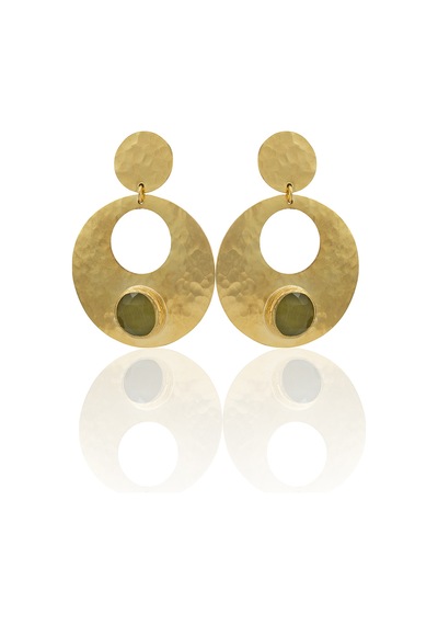 Kadir Jewellery 22 Ayar Altın Kaplama Vintage Küpe -el İşçiliği Ve Hipoalerjenik Küpe Altın - Zeytin Yeşili 20893591