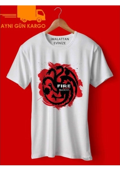Fire And Blood Targaryen Baskılı Tişört Tshirt Ücretsiz Kargo