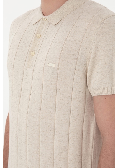 U.S. Polo Assn. Erkek Slim Fit Polo Yaka Krem Triko Tişört 50302970-VR071