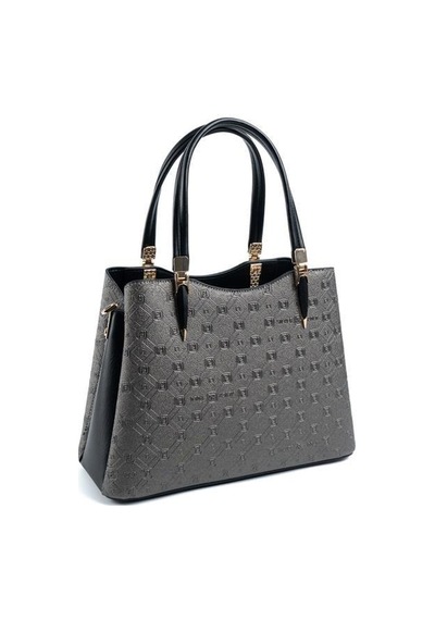 Silver Polo Sp1205 Kadın El Çantası Logolu Platin-siyah