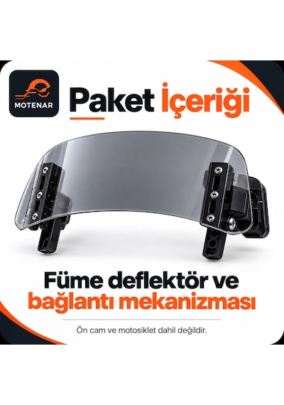 Motenar Füme Ön Cam Deflektörü 28 Cm Asansörlü Ayarlanabilir 1 Adet