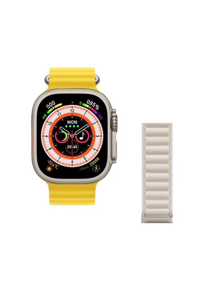Watch 8 Ultra 49mm Amax Ultra Akıllı Nfc - Gps - Kablosuz Şarj Sarı Kordonunu Seç