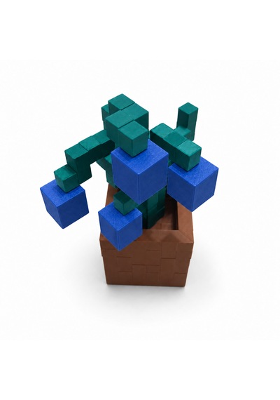 Piksel İnci Çiçeği Biblo - 3d Baskı, Minecraft Esintili Mavi