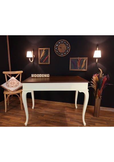 Wooding-Mobilya Wooding 100 Cm Masif Krem Ceviz Yemek Masası