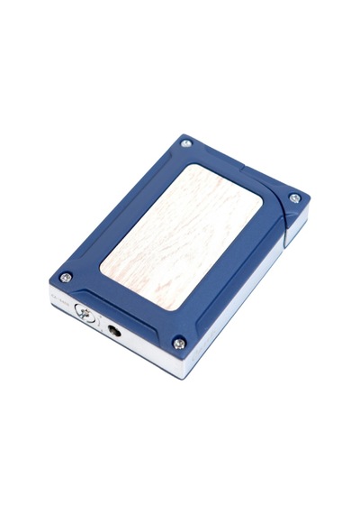 Caseti Tek Torch Pürmüz Lacivert Ahşap Desenli Metal Puro Çakmağı
