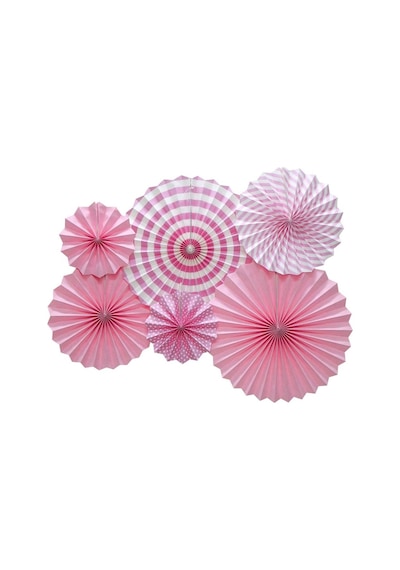 Kağıt Yelpaze Süs Pembe Set 6 Lı