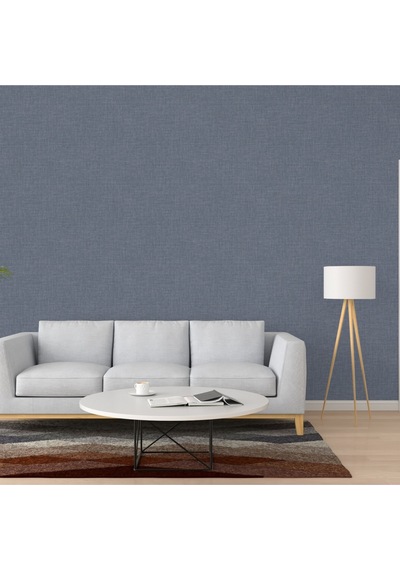 Adawall Muse Koleksiyonu- 25104-9 Füme Mavi Keten Efektli Modern Duvar Kağıdı 1.06x15.6m, 16.5m²