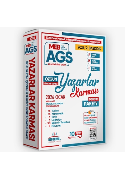 2026 Ocak Müfredatı MEB-AGS Yazarlar Karması 10lu Deneme 80 Soruluk GY-GK-Eğitim Çözümlü TG Paket