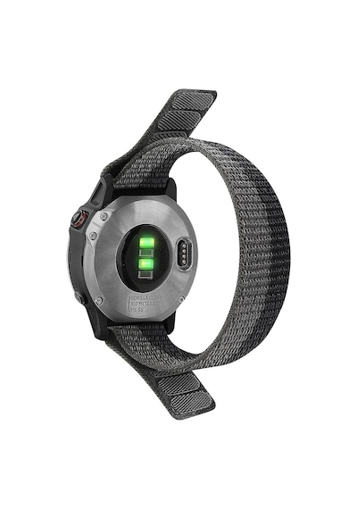 Garmin Fenix 6 Pro Solar Kordon Hasır Kumaş Ultrafit Nylon Yedek Kayış Gri Siyah
