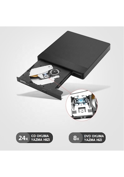 Triline USB 3.0 SD TF Kart Okuyucu USB Hub Harici DVD-RW