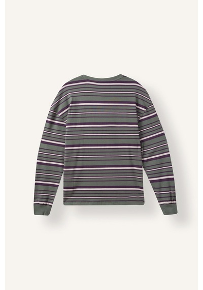 Defacto Boxy Fit Bisiklet Yaka Çizgili Sweatshirt H4882ax26aukh458 Haki-kh458