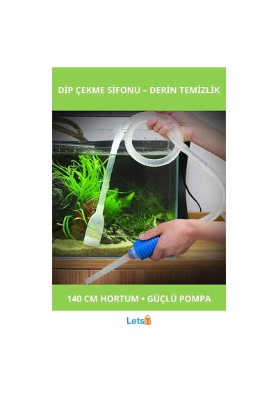 140 Cm Uzunlukta Esnek Hortumlu Güçlü Pompa Sistemi Akvaryum Dip Çekme Sifonu