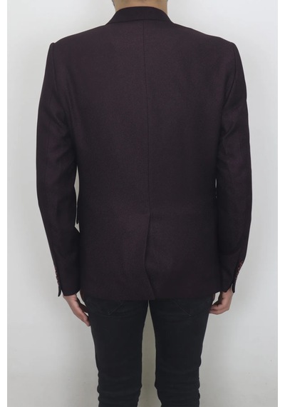 Dmctekstil Duayen Erkek İtalyan Kesim Dar Kalıp Tek Düğme Yazlık Blazer Ceket Bordo