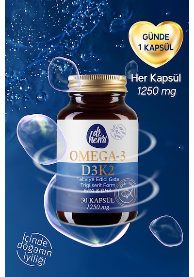 Dr. Henri Balık Yağı İçeren Omega-3 D3 & K2 Vitamin Takviye Edici Gıda 30 Tablet