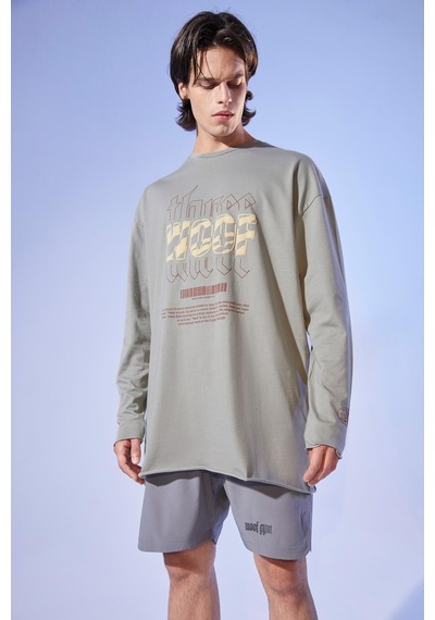 Woof Gym Oversized Long Sleeve T-Shırt - Smoke Green Çok Renkli