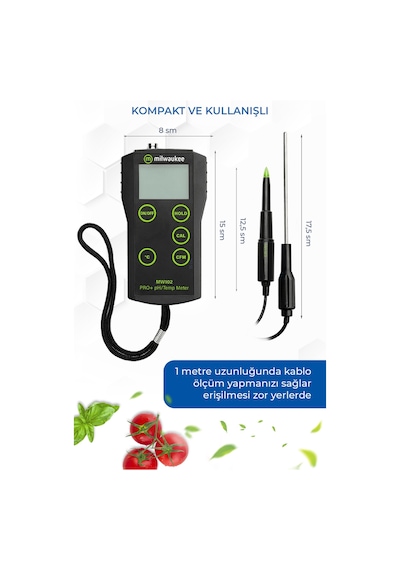 Milwaukee Mw102-food Gıda Tipi Ph Metre Gıda Güvenliği Ve Üretim Kontrolü İçin