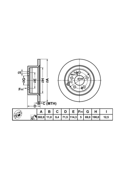 MGA 50239 FREN DİSKİ ARKA CLIO IV 13- / SANTAFE 06- DÜZ 302mm
