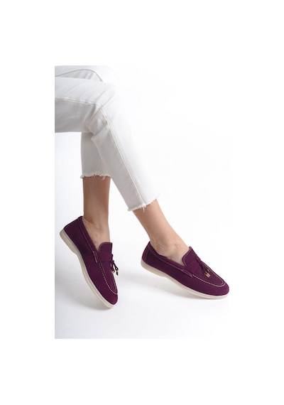 Mubiano Hakiki Deri Collection Kadın Süet Loafer & Babet Mürdüm -mckry1410-mrd Mürdüm