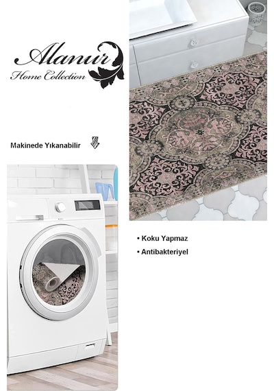 Dekoreko Kaymaz Taban Djt Banyo Halısı Trend Modern 659m pudra