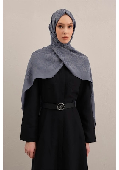 Armine Lyocell Naia Kare Monogram Şal 6 26 Mavi