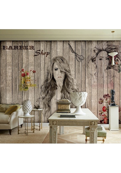 Kuaför Salonu İçin Özel Tasarım Duvar Kağıdı (397460116)