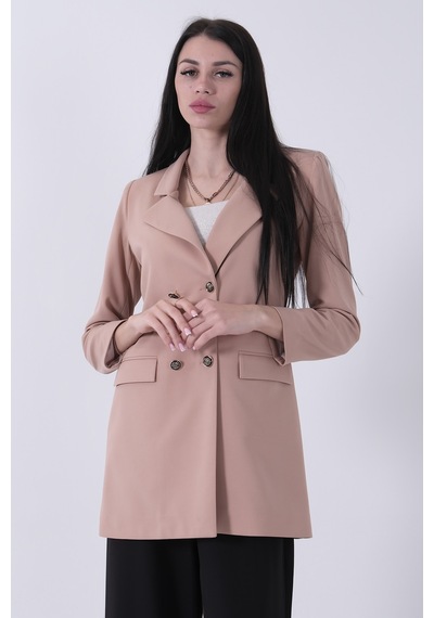 Feminist Bej Astarlı Düğme Kapamalı Blazer Ceket 0105123.55 Bej
