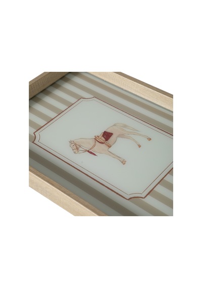 Mudo Home Horse Dekoratif Tepsi 31x42 Cm Bej