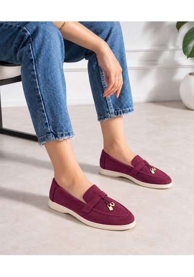 Dabab Shoes Lupy Kadın Bordo Süet Loafer Ayakkabı Gold Aksesuarlı Ortopedik Rahat Taban Casual Babet Dabab Shoes Lupy Kadın Bordo Süet Loafer Ayakkabı Gold Aksesuarlı Ortopedik Rahat Taban Casual Babet