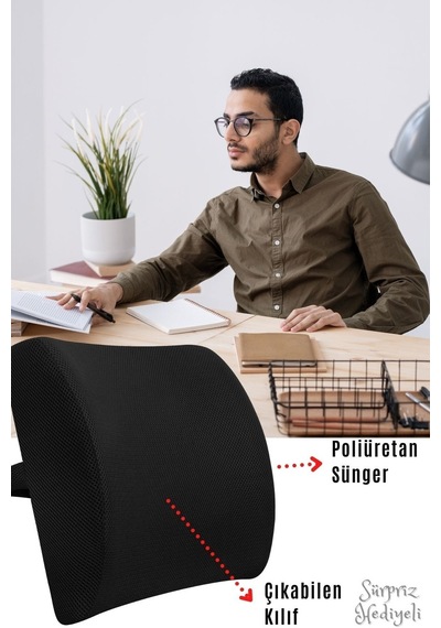 Overpazar Sırt Yastığı Sırt Minderi Sandalye Yastığı Koltuk Sırt Minderi Ortopedik Minder Bel Minderi 34x36 CM
