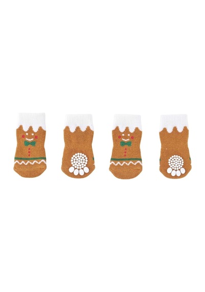 M-pets Christmas Gingerbread Kaymaz Tabanlı Çorap 4lü