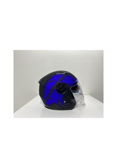 Jk 512 Güneş Vizörlü Mat Mavi-siyah Açık Kask