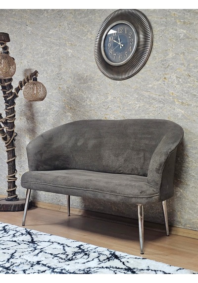 Zafir İkili Teddy Krom Kaplama Sivriltme Ayak Çay Seti Koltuk İkili Berjer , Balkon, Salon, Ofis Kahverengi