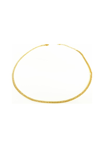 1,5 Mm Taşlı Gümüş Suyolu Choker Kolye Rose Gold