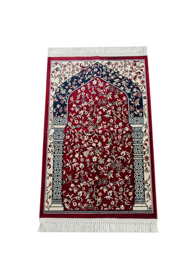 Ravza Desenli Halı Tipi Dokuma Seccade - Kırmızı