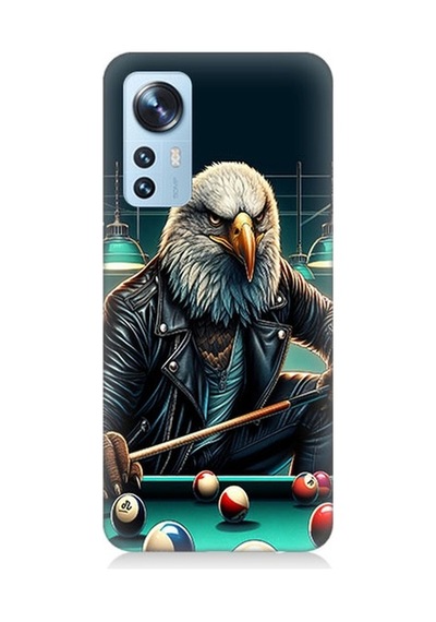 Xiaomi 12 Uyumlu Bilardo Oynayan Deri Ceketli Kartal Desenli Silikon Kılıf