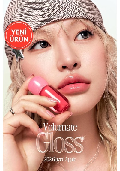 Pigmentli, Parlak Bitişli Dolgunlaştırıcı Lip Gloss Volumate Gloss 202 Glazed Apple Çok Renkli