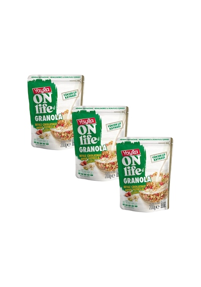 Yayla Onlife Beyaz Çikolatalı Antep Fıstıklı Ve Çilekli Granola 200 G X3