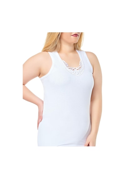 Seher Yıldızı Skd0012 Kadın Geniş Askı Hazır Yaka 6 Adet Beyaz Beyaz
