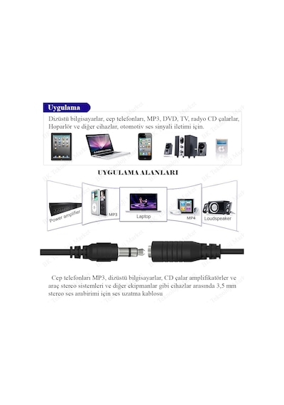 1.5 Metre 3.5Mm Stereo Aux Ses Uzatma Kablosu