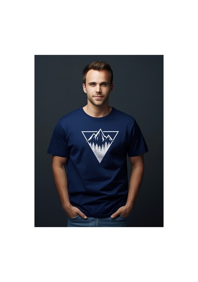 North Whiskers Dağ Ve Orman Temalı T-shirt - %100 Pamuk Lacivert - 874909212 Lacivert - 874909212 Lacivert