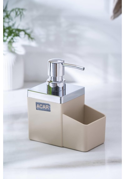 Acar Astoria Akrilik Sünger Hazneli Sıvı Sabunluk - Krem/silver Krem
