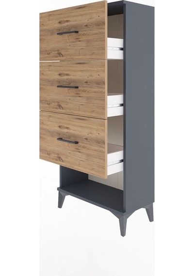 Arges Dolap 3 Çekmeceli 60x30x134 Antrasit-çam Antrasit