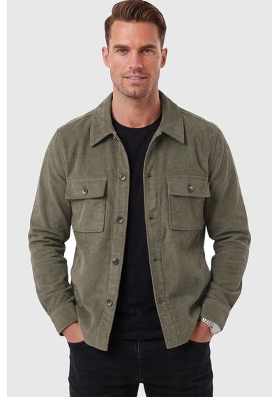 Deepsea Erkek Slim Fit Fitilli Kadife Haki Ceket %100 Pamuk Düğmeli Cepli Astarsız 2701104