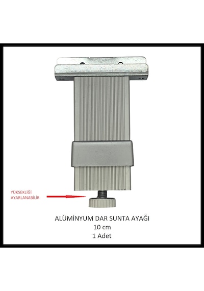 Alüminyum Dar Sunta, Profil Destek Ayağı, 10 Cm, Naturel Gümüş