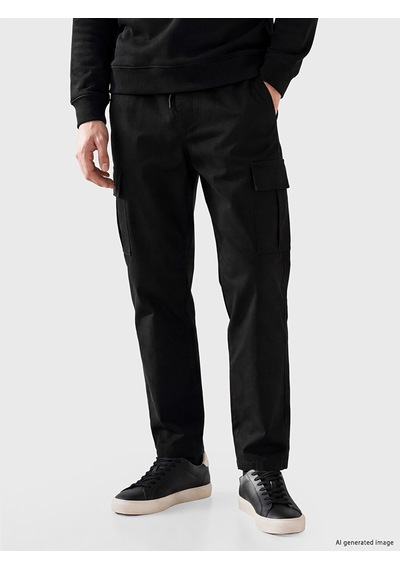 Lcw Eco Siyah Relax Fit Erkek Kargo Pantolon