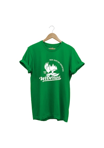 Avcılık Hunting Ördek Avı Baskılı Adventure %100 Pamuk Regular Fit Bisiklet Yaka Unisex T-shirt Yeşil