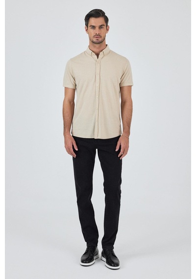İmza Bej Kısa Kol Düz Örme Düğmeli Yaka Cepsiz Pamuklu Classic Slim Fit Gömlek 1004250155 591 Bej İmza Bej Kısa Kol Düz Örme Düğmeli Yaka Cepsiz Pamuklu Classic Slim Fit Gömlek 1004250155 591 Bej