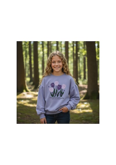 Fesshera Kids Kız Çocuk Sweatshirt Balon Kol Baskılı Oversize Pamuklu Sweatshirt / Geniş Kalıp Uzun Kollu Tişört Mor Fesshera Kids Kız Çocuk Sweatshirt Balon Kol Baskılı Oversize Pamuklu Sweatshirt / Geniş Kalıp Uzun Kollu Tişört Mor