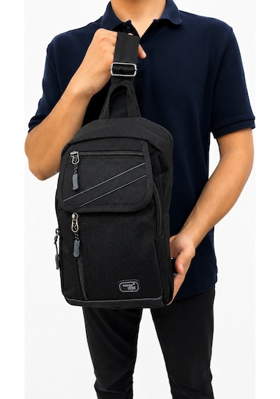 Sanmorris Seventeen Unisex Büyük Boy Hafif Ve Dayanıklı Çapraz Askılı Body Bag Siyah-gri
